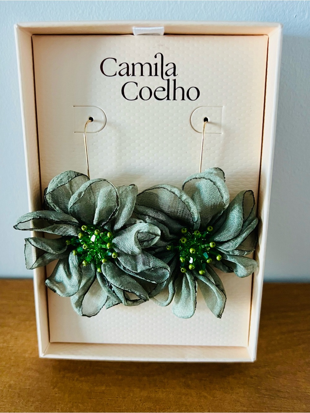 NWT | Camila Coelho Green Floral Statement Earrings
